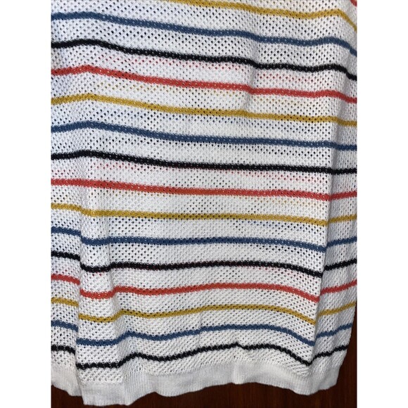 Mod Ref Sweater White Pullover Net Knit Boutique Colorful Stripes Women's Small - Picture 3 of 9